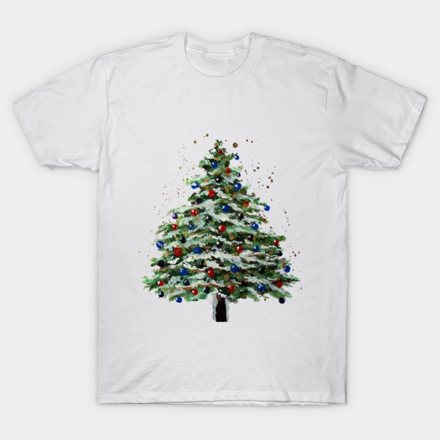 Colorful Snowy Christmas Tree T-Shirt by ZeichenbloQ